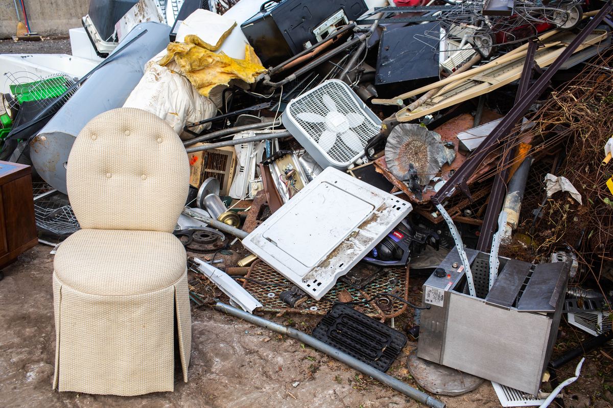 Pile of household junk waiting to be hauled away